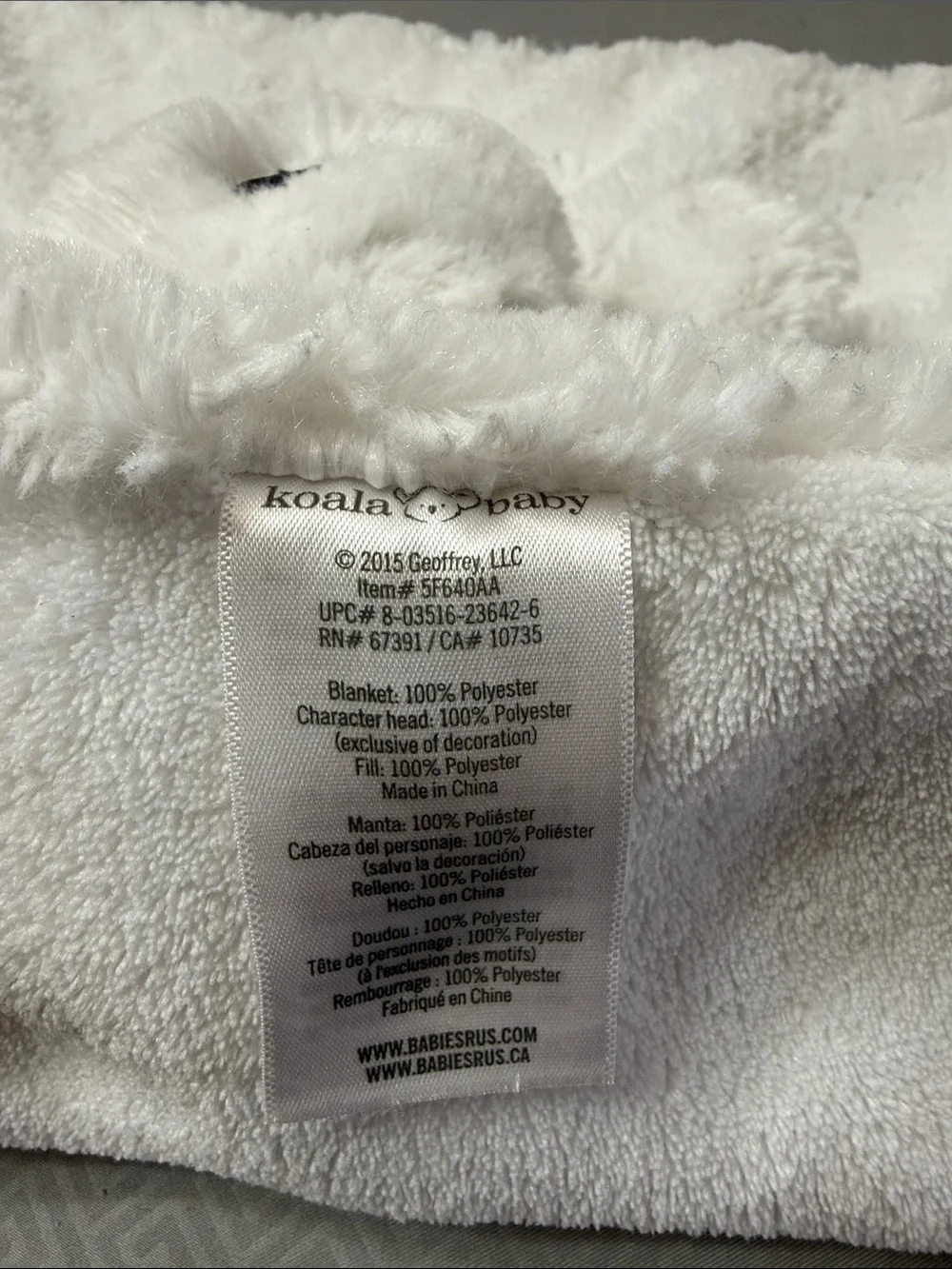 Koala Kids White & Gray Puppy Lovey Fluffy Plush Security Blanket with Rattle